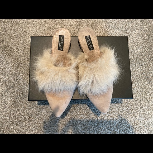 Rachel Zoe Faux fur mules size 6 - Picture 1 of 7